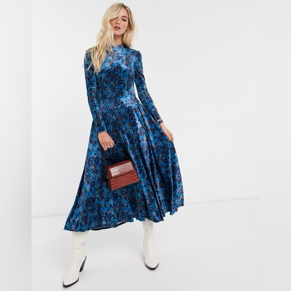 NWT Free People Heartland Floral Velvet Maxi Dress